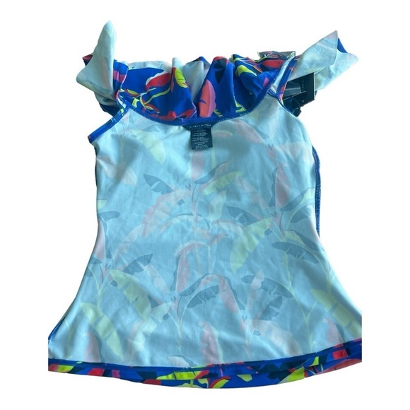 Tommy Hilfiger BLUE MULTI Ruffle Tankini Swim Top NEW XS Style TZ2KH242 NEW - Picture 12 of 14